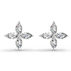 1.44 Ct Marquise Shape Cluster Diamond Stud Earrings | 14K Rose Gold