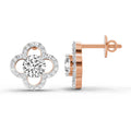 1.27 Ct Round Halo Stud Earrings | 14K Rose Gold