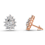 1.67 Ct Pear Shape Halo Diamond Earrings | 14K Rose Gold