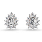 1.67 Ct Pear Shape Halo Diamond Earrings | 14K Rose Gold