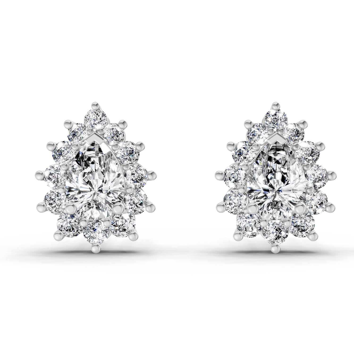 1.67 Ct Pear Shape Halo Diamond Earrings | 14K Rose Gold