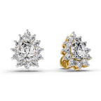 1.67 Ct Pear Shape Halo Diamond Earrings | 14K Rose Gold