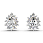 1.67 Ct Pear Shape Halo Diamond Earrings | 14K Rose Gold