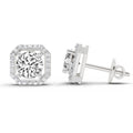 1.19 Ct Round Halo Stud Earrings | 14K White Gold