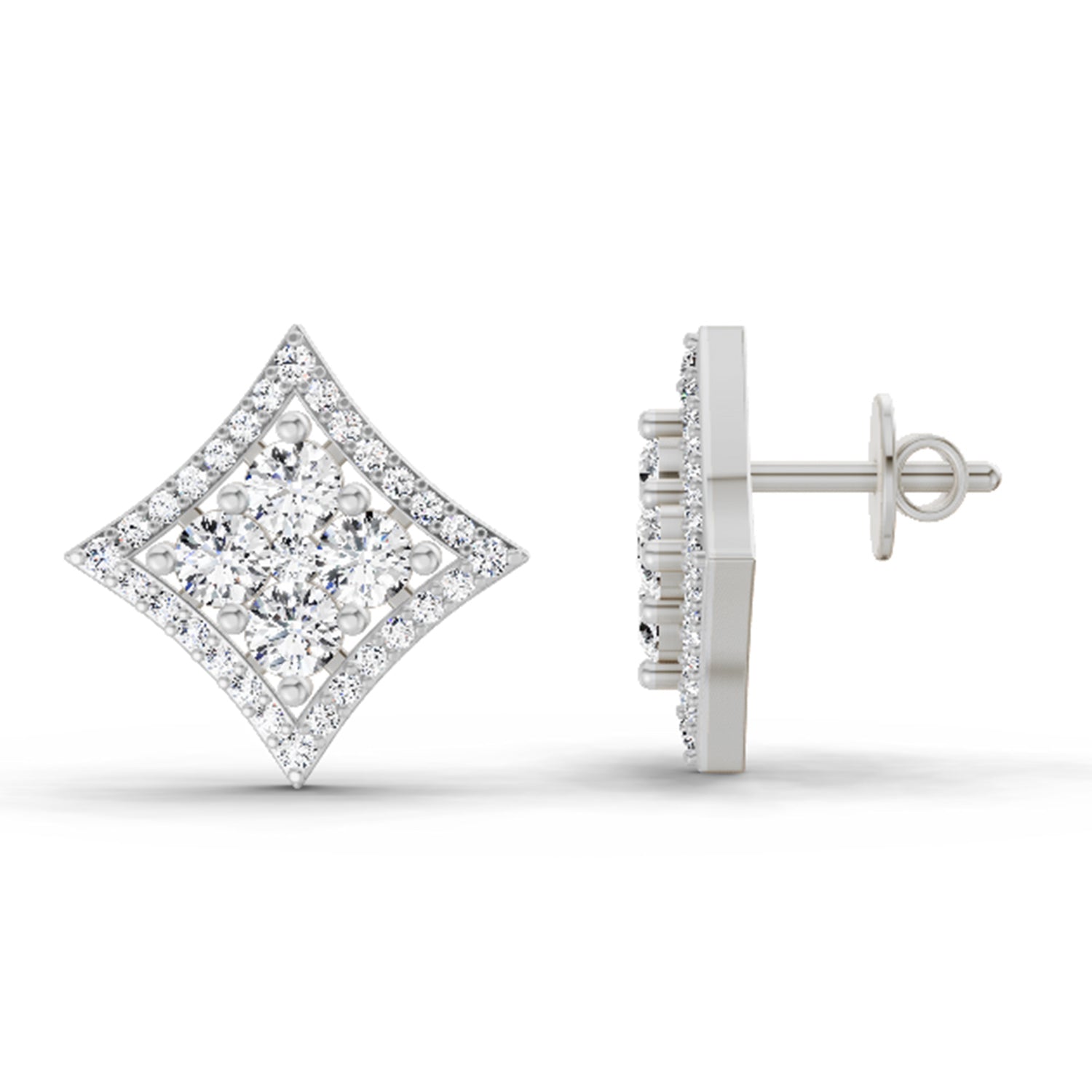 1.19 Ct Round Star Shpae Fashion Earrings |  14K White Gold