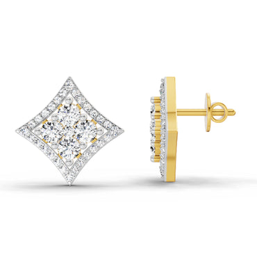1.19 Ct Round Star Shpae Fashion Earrings |  14K Yellow Gold
