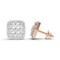 1 Ct Round Halo Stud Earrings |  14K Rose Gold