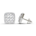1 Ct Round Halo Stud Earrings |  14K White Gold