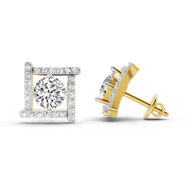 1.98 Ct Round Halo Earrings |  14K White Gold