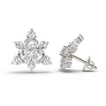 1.17 Ct Round Flower Earrings |  14K White Gold
