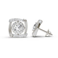 1.48 Ct Round Halo Stud Earrings | 14K White Gold  FG VS Quality Diamonds