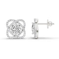 1.78 Ct Round Halo Stud Earrings |  14K White Gold