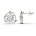 1.11 Ct Round Flower Stud Earrings |  14K White Gold