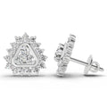 0.75 Ct Round Halo Earrings |  14K White Gold