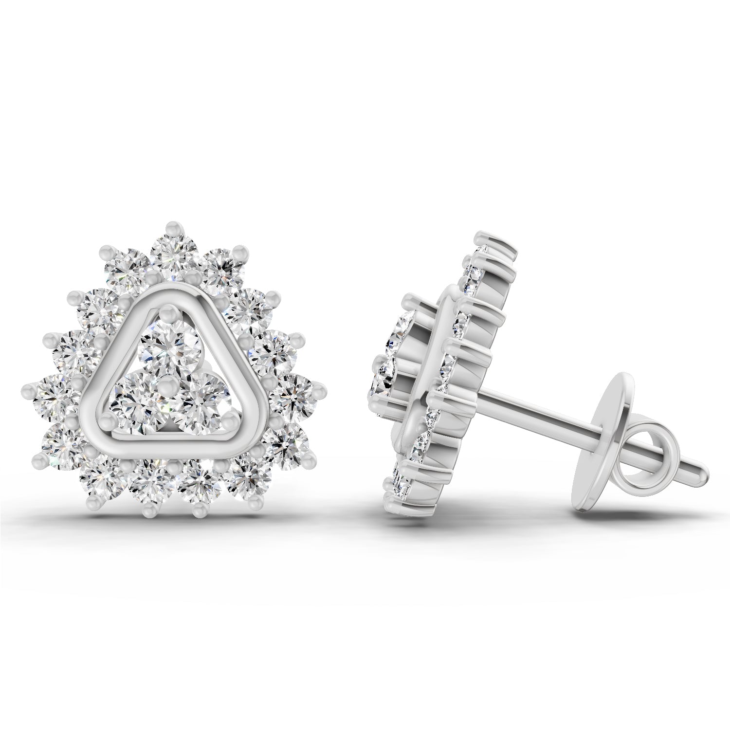 0.75 Ct Round Halo Earrings |  14K White Gold