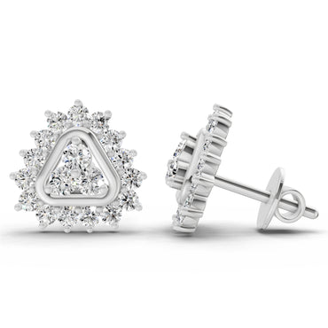 0.75 Ct Round Halo Earrings |  14K White Gold