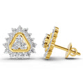 0.75 Ct Round Halo Earrings |  14K Yellow Gold