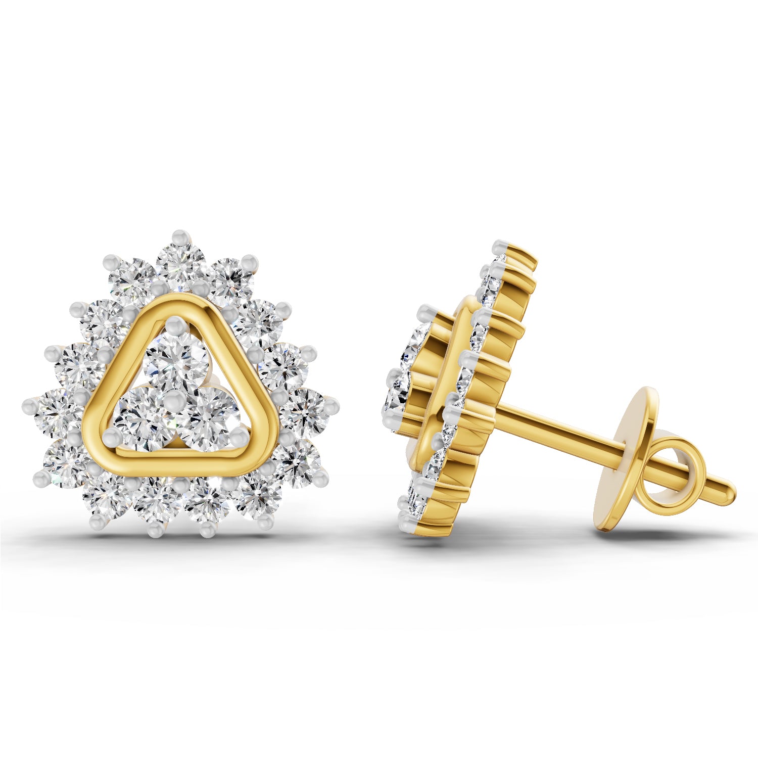 0.75 Ct Round Halo Earrings |  14K Yellow Gold
