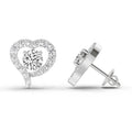 1.64 Ct Round Halo Heart Shape Earrings |  14K White Gold