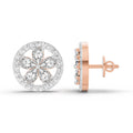 1.46 Ct Pear Flower Halo Stud Earrings |  14K Rose Gold
