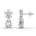 2.8 Ct Floral Pear Drop Earrings | 14K White Gold