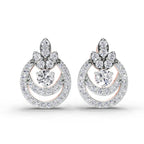 0.91 Ct  Round Shape Diamond Halo Cluster Stud Earrings | 14K Rose Gold