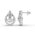 0.91 Ct  Round Shape Diamond Halo Cluster Stud Earrings | 14K White Gold