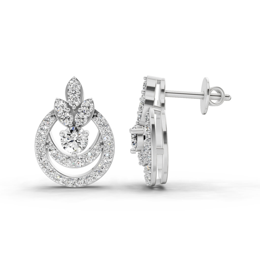 0.91 Ct  Round Shape Diamond Halo Cluster Stud Earrings | 14K Rose Gold