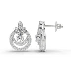 0.91 Ct  Round Shape Diamond Halo Cluster Stud Earrings | 14K Rose Gold