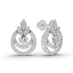 0.91 Ct  Round Shape Diamond Halo Cluster Stud Earrings | 14K Rose Gold