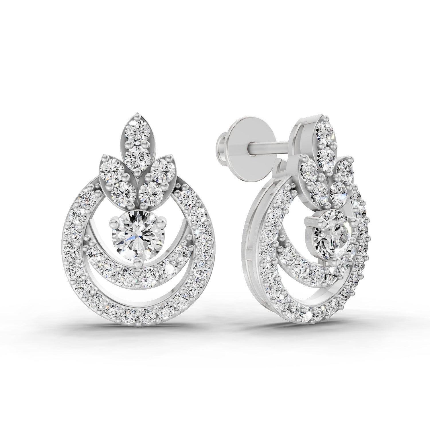 0.91 Ct  Round Shape Diamond Halo Cluster Stud Earrings | 14K Rose Gold