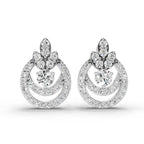 0.91 Ct  Round Shape Diamond Halo Cluster Stud Earrings | 14K Rose Gold