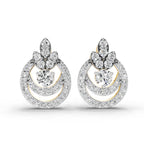 0.91 Ct  Round Shape Diamond Halo Cluster Stud Earrings | 14K Rose Gold