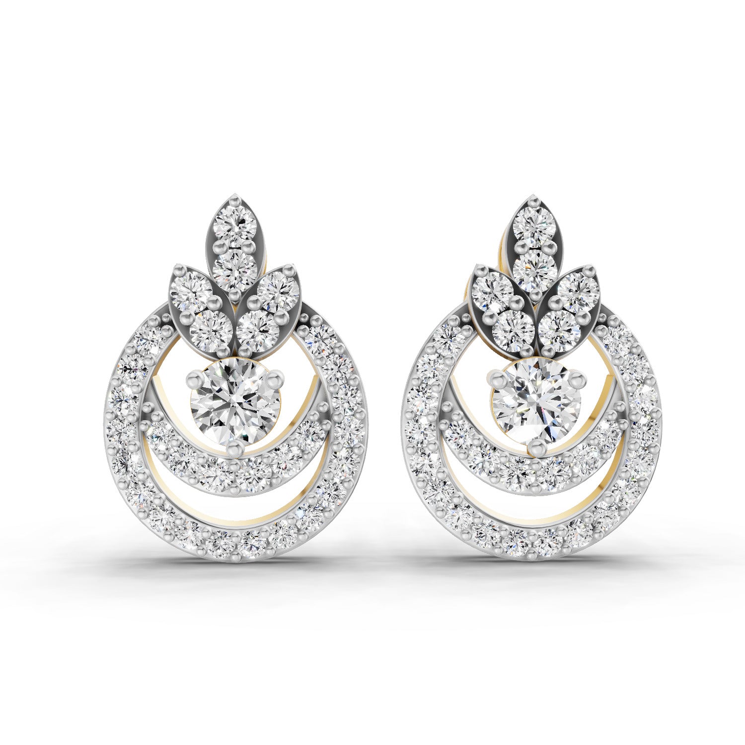 0.91 Ct  Round Shape Diamond Halo Cluster Stud Earrings | 14K Rose Gold