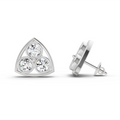 2.28 Ct Triangular Cluster Stud Earrings | 14K White Gold