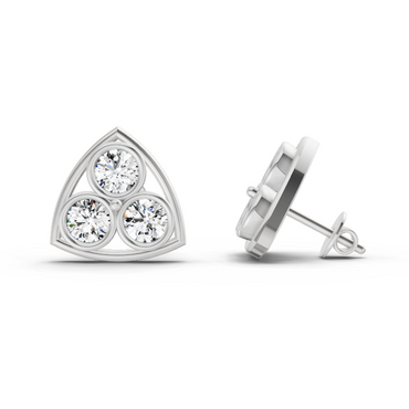 2.28 Ct Triangular Cluster Stud Earrings | 14K White Gold