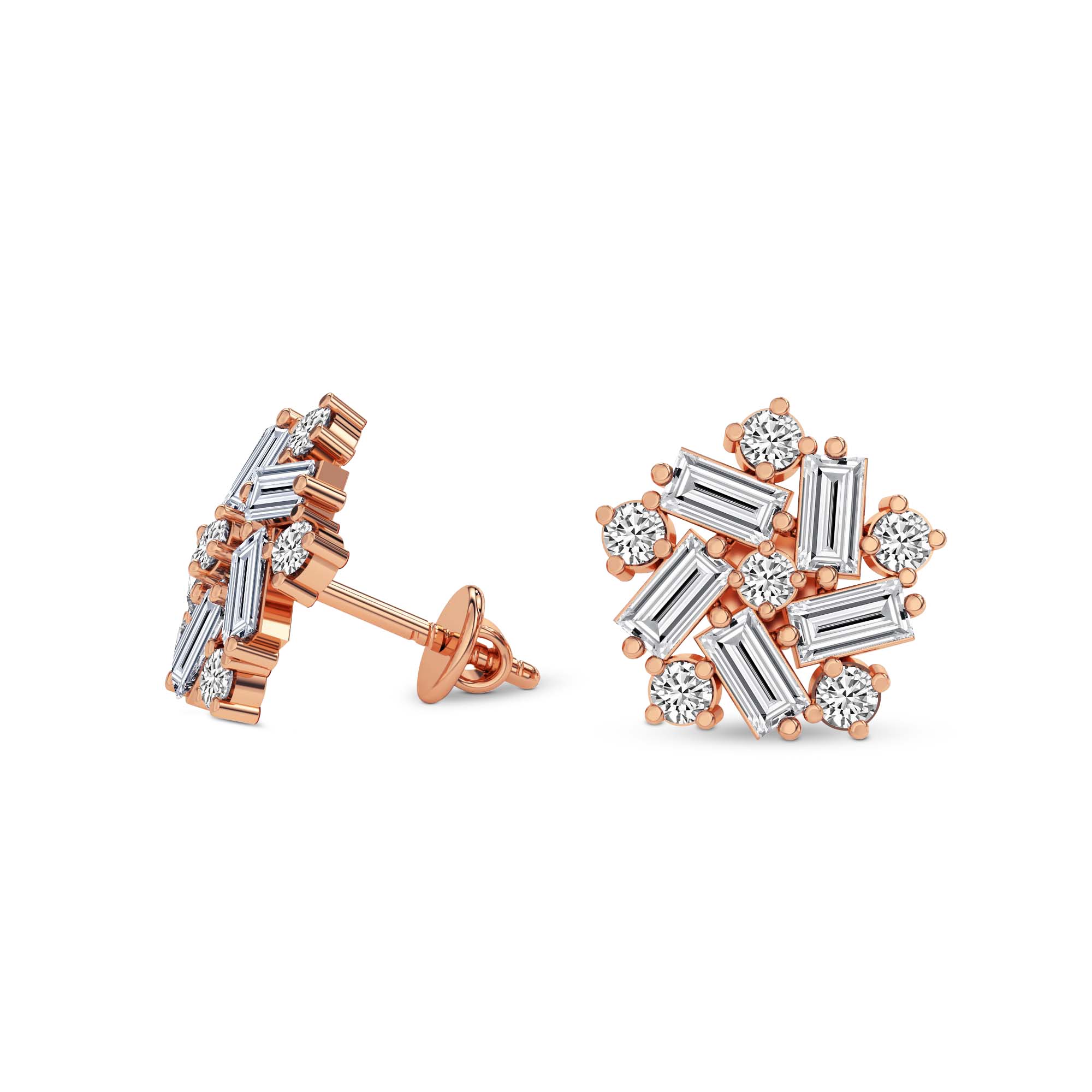 2.26 Carat Fnacy Stud Earrings for Women | 14K Rose Gold