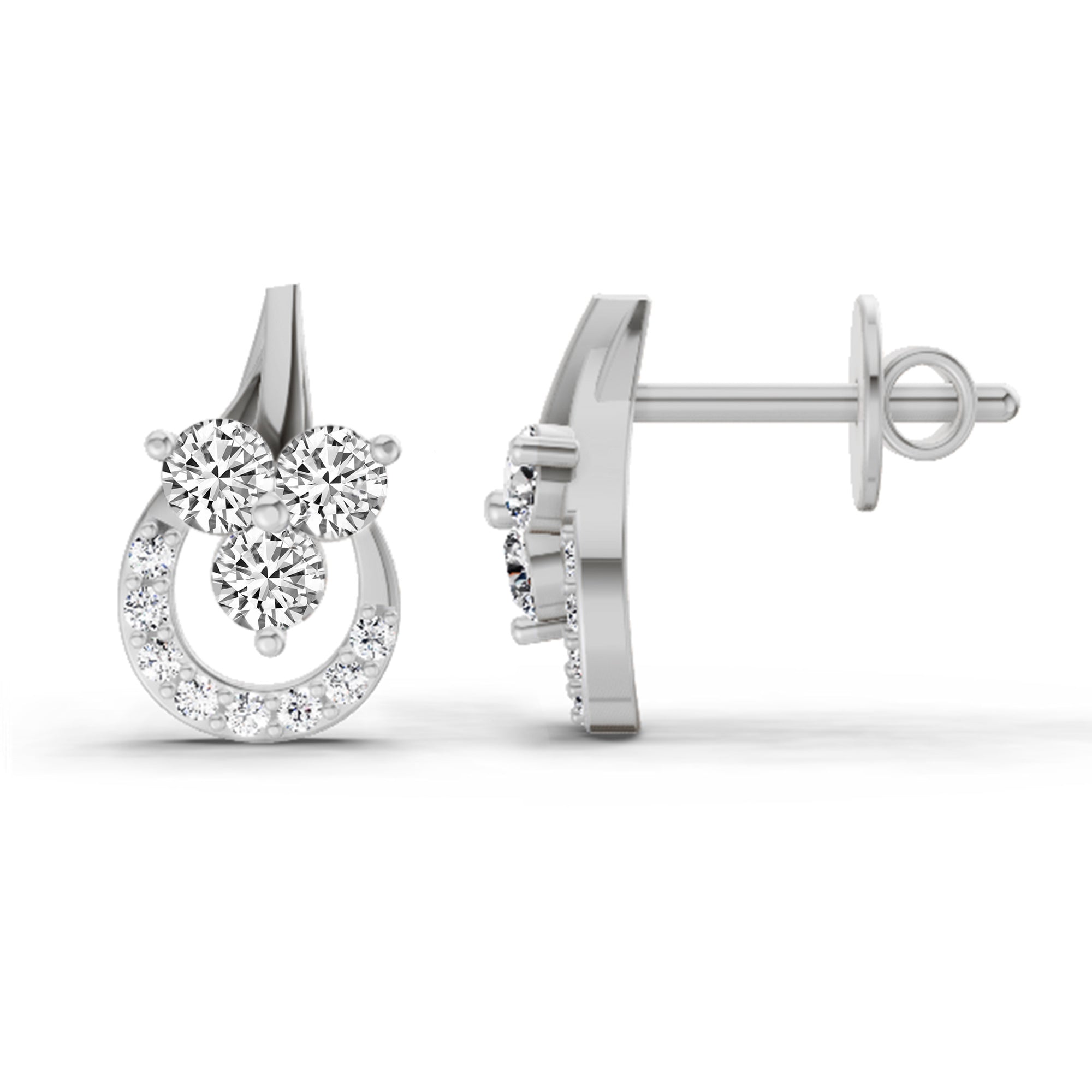 0.45 Ct Round Teardrop Stud Earrings |  14K White Gold