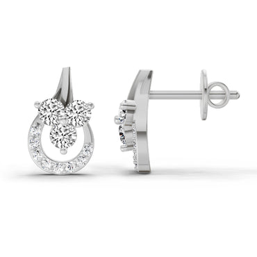0.45 Ct Round Teardrop Stud Earrings |  14K White Gold