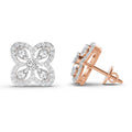 0.9 Ct Round Halo Earrings |  14K Rose Gold