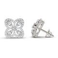 0.9 Ct Round Halo Earrings |  14K White Gold
