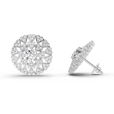 Round 1.45 Ct Heart Shpae Halo Earrings |  14K White Gold