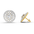Round 1.45 Ct Heart Shpae Halo Earrings |  14K Yellow Gold