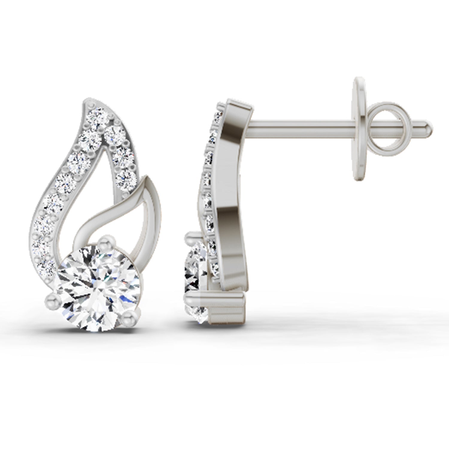 0.60 Ct Round Stud Earrings | 14K White Gold  FG VS Quality Diamonds