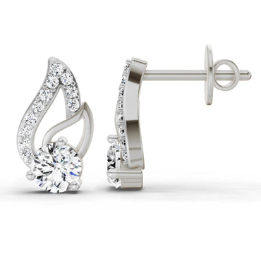 0.60 Ct Round Stud Earrings | 14K White Gold  FG VS Quality Diamonds