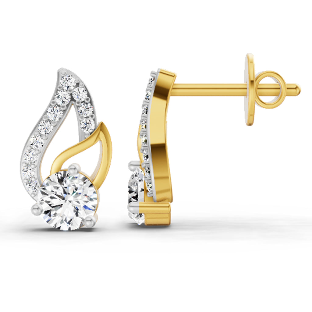 0.60 Ct Round Stud Earrings | 14K Yellow Gold  FG VS Quality Diamonds