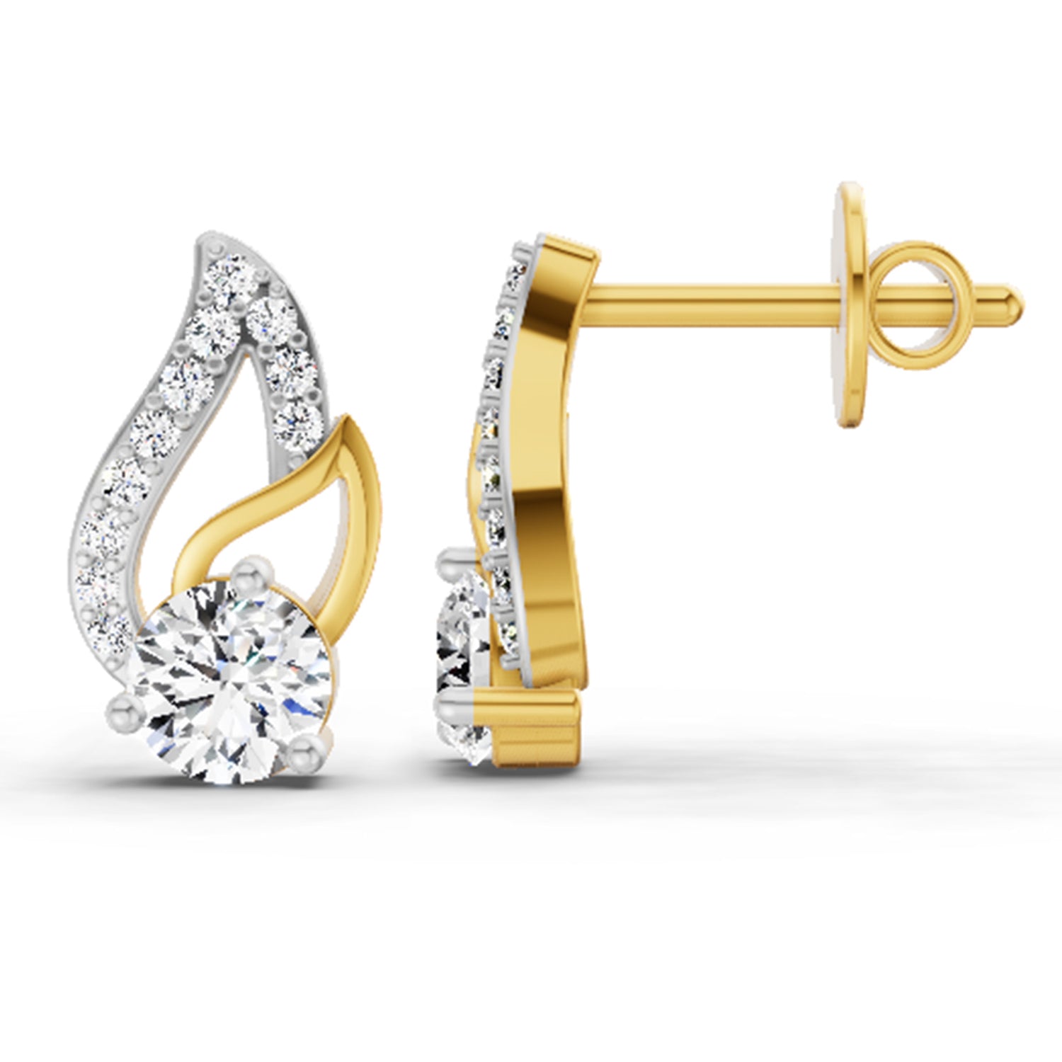 0.60 Ct Round Stud Earrings | 14K Yellow Gold  FG VS Quality Diamonds