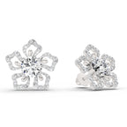 2.66 Ct Round Shape Cluster Diamond Earrings | 14K Rose Gold