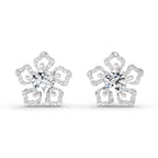 2.66 Ct Round Shape Cluster Diamond Earrings | 14K Rose Gold