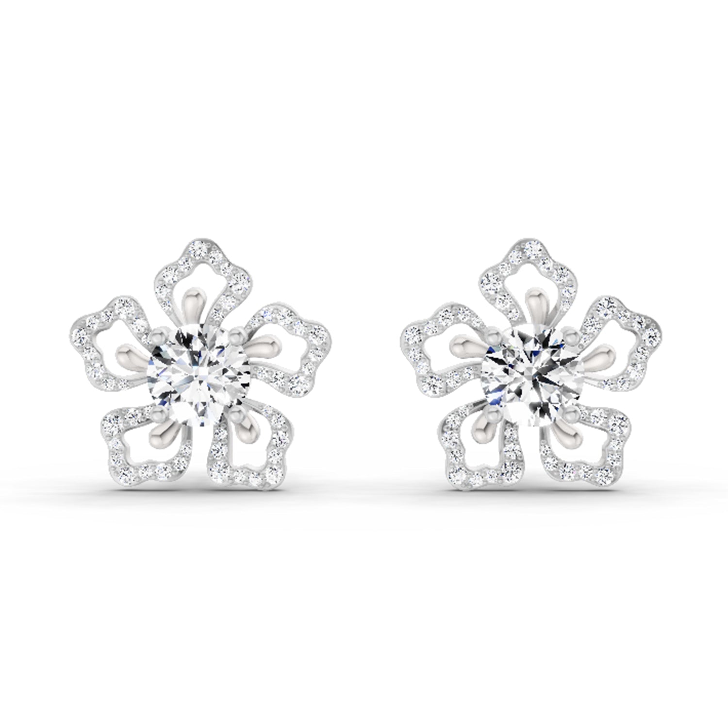 2.66 Ct Round Shape Cluster Diamond Earrings | 14K Rose Gold